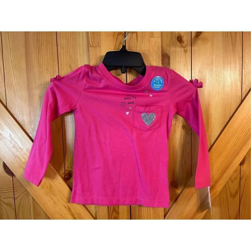 Carter’s girls long sleeve cold shoulder shirt treasure pocket NWT 4T(4419)